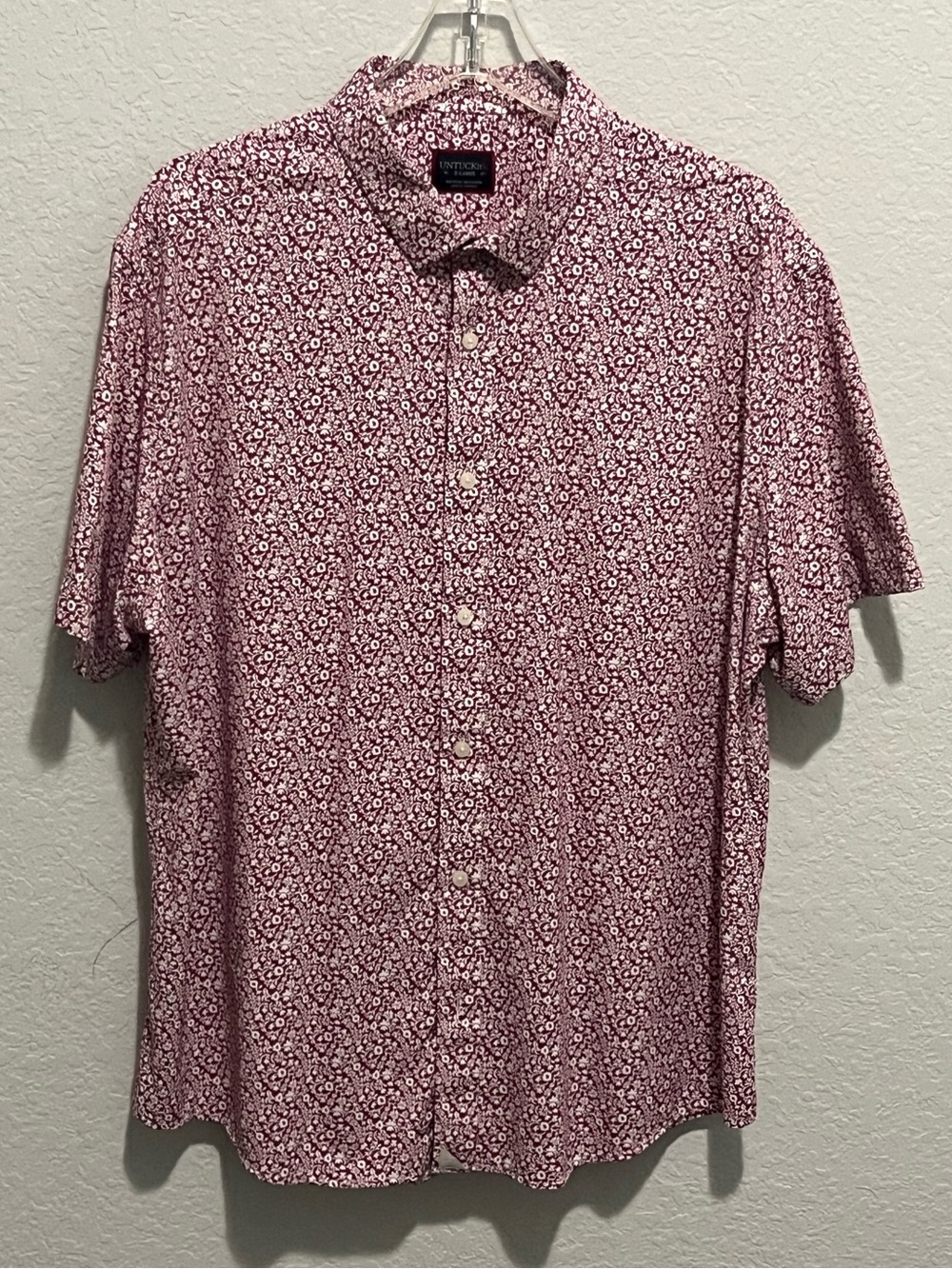 UNTUCKit Men’s Jean Louis Floral Print Button Down Stretch Shirt Short Sleeve XL